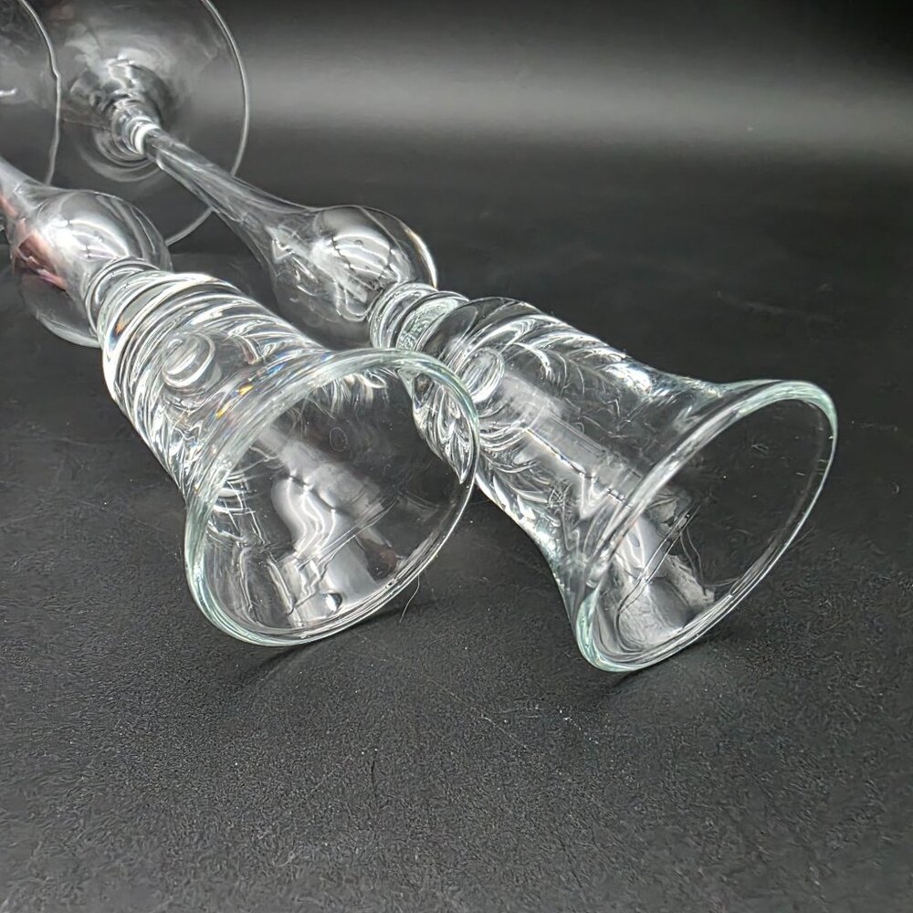 Mikasa Jamestown Clear Glass Candlestick 9.5 Inches Tall Set of 2 - Picture 6 of 9